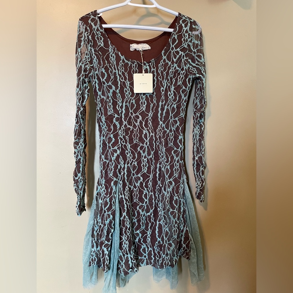A’reve Medium Brown and Mint Dress